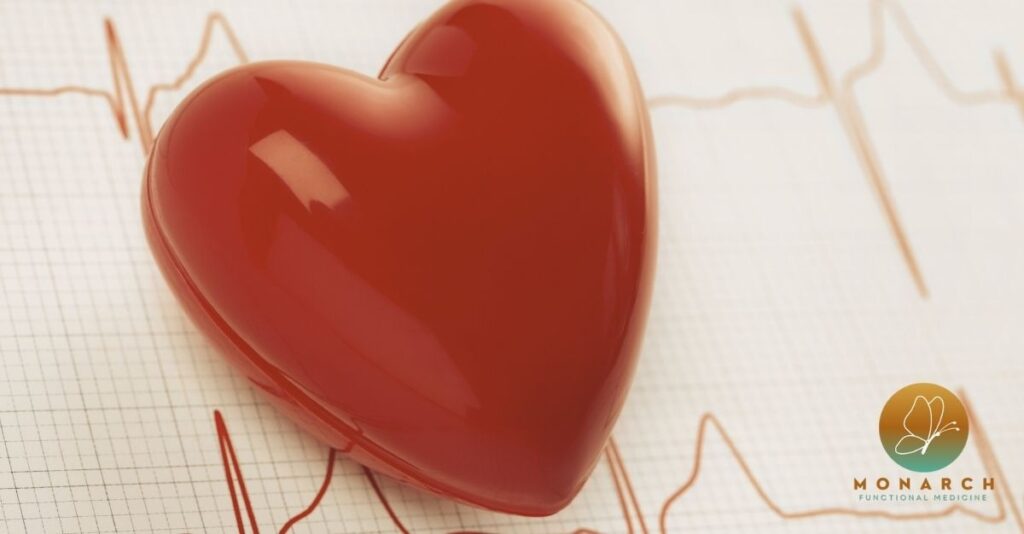 3D heart image on top of heart rhythm strip